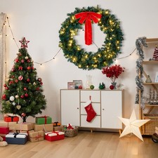 48 / 60in Perfect Christmas Holiday Wreath In/Outdoor with Lights Party Decor