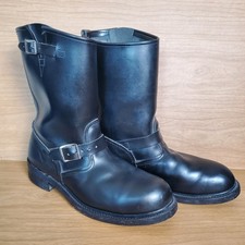 Vintage Brahma Steel Toe Motorcycle Boots 12 USA Made Engineer Buckle