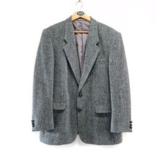 harris Tweed Jacket 44R Gurteen Grey Blue Heringbone blazer