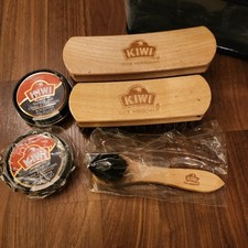 Kiwi Horsehair Shoe Brush Set: Polish, Applicator  Shine Brushes for Leather