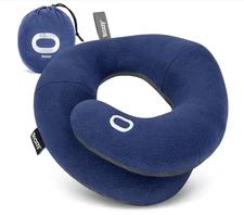 BCOZZY Travel Neck Pillow, Double Support for Head, Neck & Chin, Washable