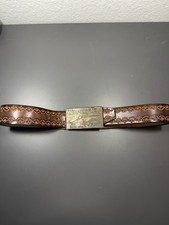 VTG Winchester Repeating Arms Belt Buckle Brown Floral Tooled Leather Belt 32-34