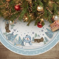 AVOIN colorlife Snowflake Snowman Cardinal Christmas Tree Skirt 48 48", Blue
