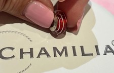 Genuine Chamilia 925 Sterling Italian Murano Glass Art Red Spiral (0-17) Retired