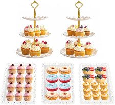 5 Pcs Cake Stand Set with 2 Tier Holders  3 Appetizer Trays for Party