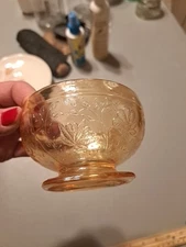 Jeannette Glass Floragold Louisa Pattern Footed Desert Bowl