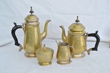 ANTICO SET CAFFE/THE EPNS,MANICI IN LEGNO