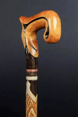 Walking Stick Carved Ergonomic Artisan Cane Wooden Handmade Exclusive Victorian - Picture 4 of 5