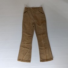 Vintage Flared Khaki Corduroy Jeans - 1970's Kids Billy The Kid Pants - 20x31.5