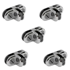 5 Pc Chrome 3 Way Glass 3/16'' Use Cubic Cubbie Connector Clip Tempered Glass