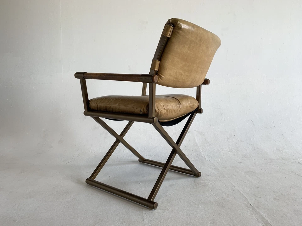 +4 Cadeira Diretora Vintage Meio Século Moderna Estilo Daystrom Latão Naugahyde Madeira - Imagem 4 de 4