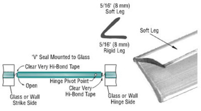 CRL Translucent Vinyl Edge ''V'' Seal for 1/4'' Maximum Gap - 95 in long