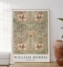 William Morris Honeysuckle Floral Pattern Design Print, Art Nouveau Wall Poster