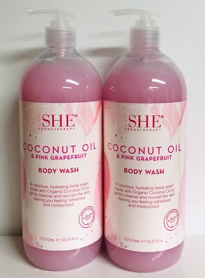 2-Pack Om She Aromatherapy ~ Coconut Oil & Pink Grapefruit Body Wash 33.8 fl oz 