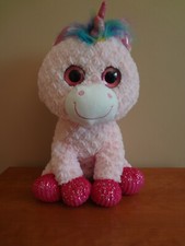 RARE Toys R Us Pink Rainbow Unicorn Plush 16 Inch Sparkle Eyes 2016