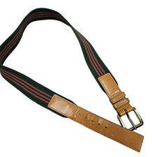 Dooney  Bourke Brass Leather Stretchy Elastic Canvas Belt Green Pink Striped 32