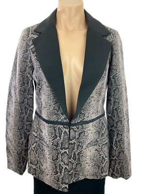 Woman’s Jacket Blazer Snake Print Light Purple Black Size M Cotton  Blend