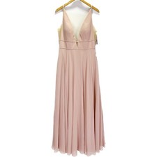 Jenny Yoo SZ 12 Hollis Bridesmaid Dress Long Gown Chiffon A Line Apricot Nude