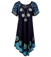 Women Ladies One Size Short Sleeve Dress Beach Summer Sundress fit 12-20