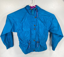 Vintage Nordica Blue Womens Size 6 Hooded Winter Jacket Coat Zip & Snap