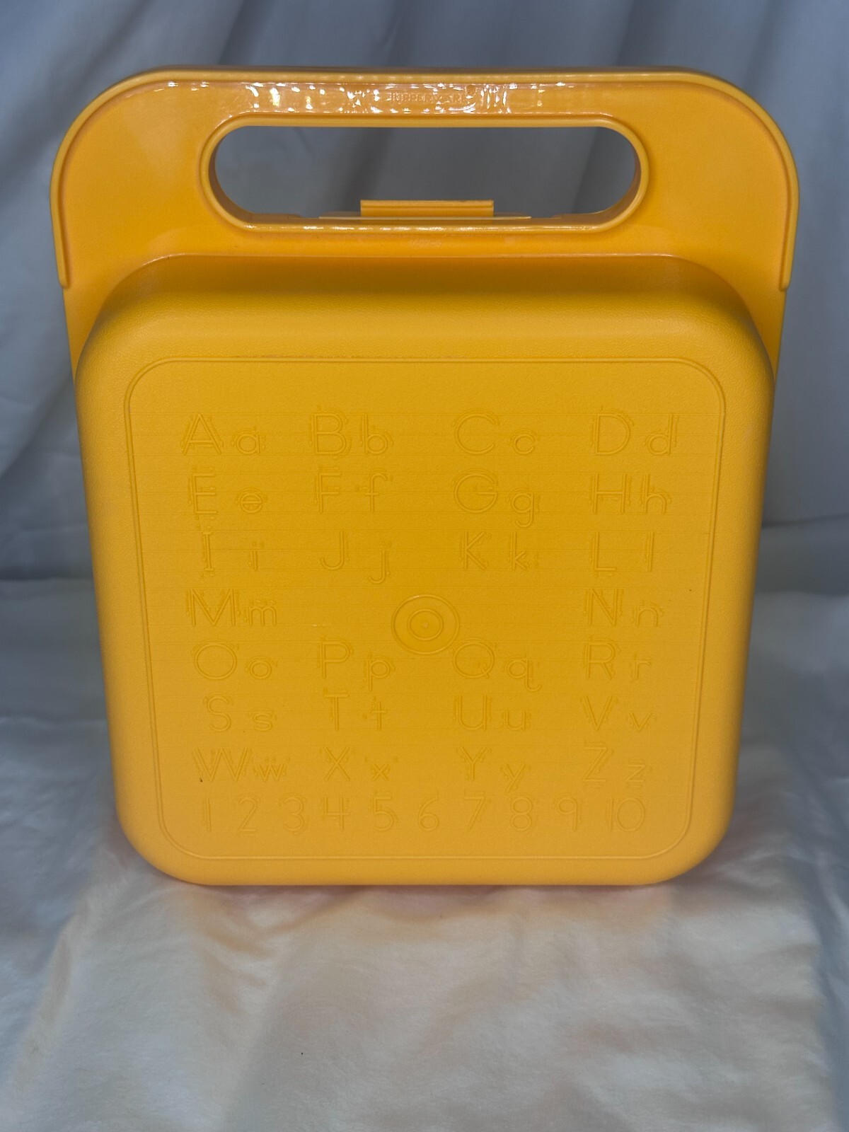 Vintage Yellow ABC Tupperware Carry Case Lunch Craft Box