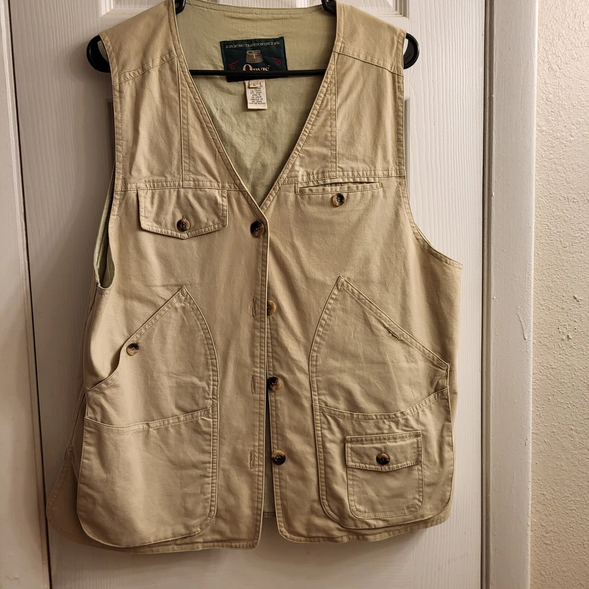 Orvis Ladies Fly Fishing Vest/Jacket -Large- Khaki Cotton- lots of pockets