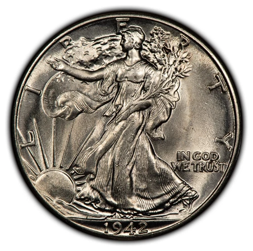 1942 50c Walking Liberty Silver Half Dollar - BU - Strong Luster - SKU-B2478