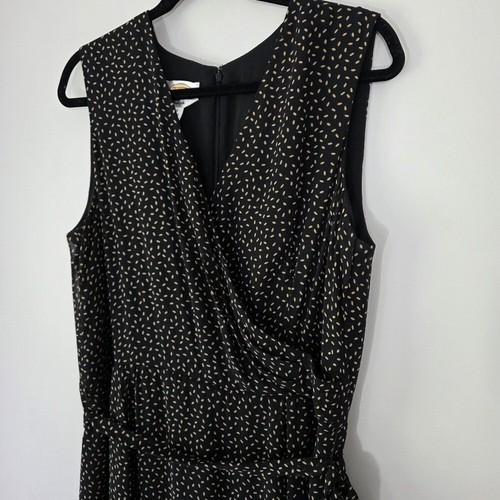Vestido midi Talbots vintage de seda pura negro y crema a lunares talla 16 - Imagen 4 de 12