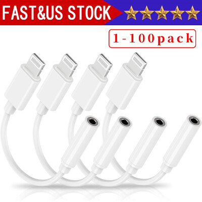 For iPhone Headphone Adapter Jack 8 Pin to 3.5mm Aux Cord Dongle Converter Lot