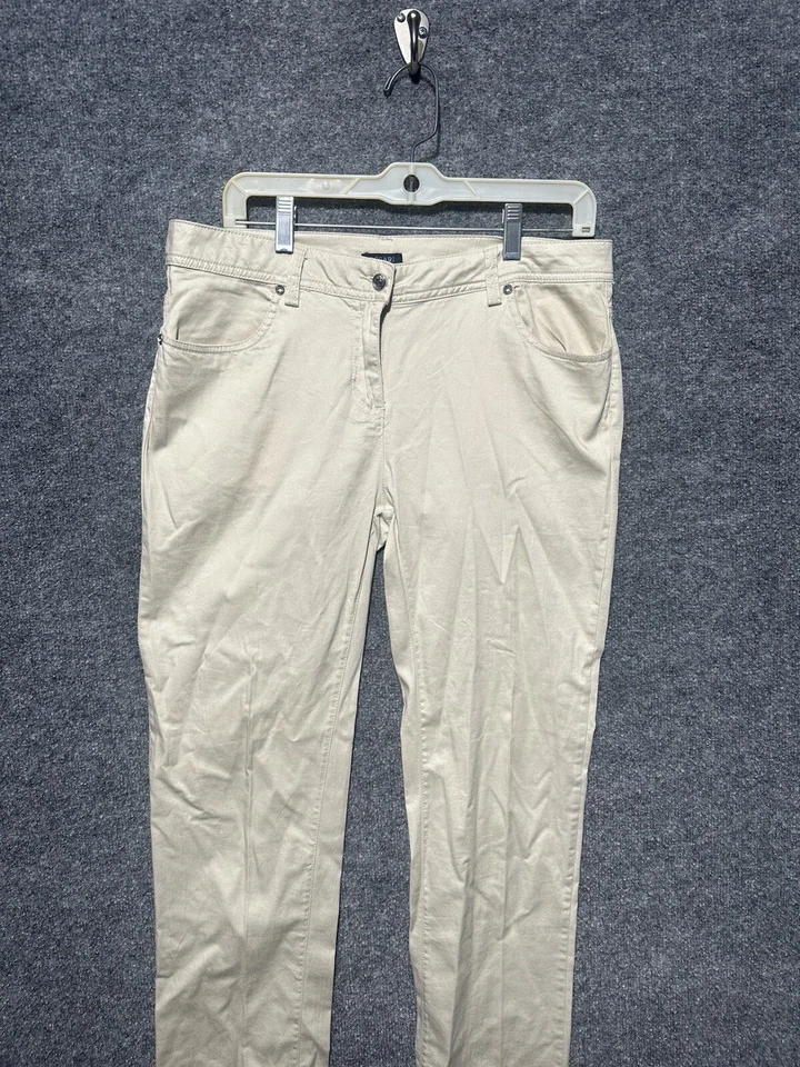 Pantalones de mezclilla Bogari para mujer 10 caqui beige elástico con joyas recortados al tobillo Foto 2 de 4