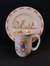 Bunnykins Royal Doulton Barbara Vernon Cup & Plate Rare Plate 1939 Signed