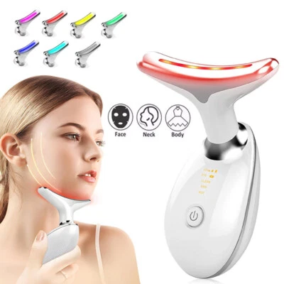 7 Colours Neck Face Lifting Massager Skin Tighten Device Beauty LED Anti Wrinkle