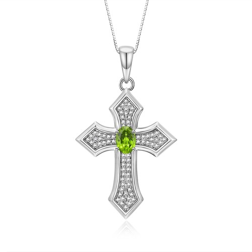 RYLOS Kreuz Halskette: Edelstein & Diamant Sterlingsilber Anhänger, Geburtsstein - Bild 21 von 29