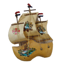 Nautical Sailing Ship Dutch Wooden Shoe 3 Mast 3 Sailed Handmade Classics Ship