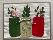 Christmas season jar punched card kit of 6 made w/ Stampin' Up