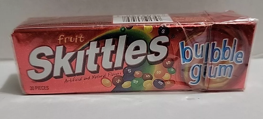 RARE FIND SKITTLES FRUIT BUBBLE GUM FACTORY SEALED PACK FREE