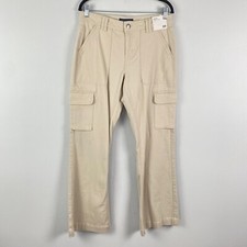 Aeropostale Cargo Flare Pants Size 8 Beige Stretch Y2K