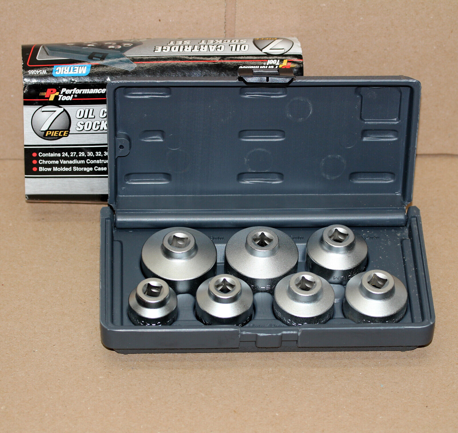 Performance Tool W54085 Oil Cartridge Socket Set 7 Pc 24 27 29 30 32 36 38 MM