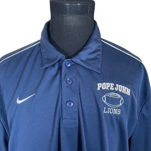 Camisa Polo Nike Dri-Fit Para Hombre Azul Marino Manga Corta 2XL Pope John Lions - Imagen 2 de 7