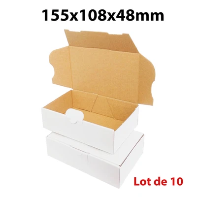 Lot de 10 Boîtes pour expédition en carton blanc 155x108x48mm - Photo 1/3