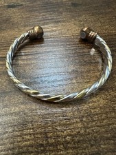Silver And Gold Toned Magnetic Bangle Bracelet Arthritis Pain Relief Energy Cuff