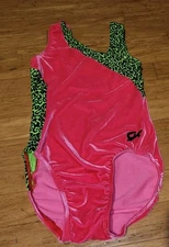 GK  Pink Velvet Gymnastics Leotard Dance * One Piece *  Sleeveless * Excellent 