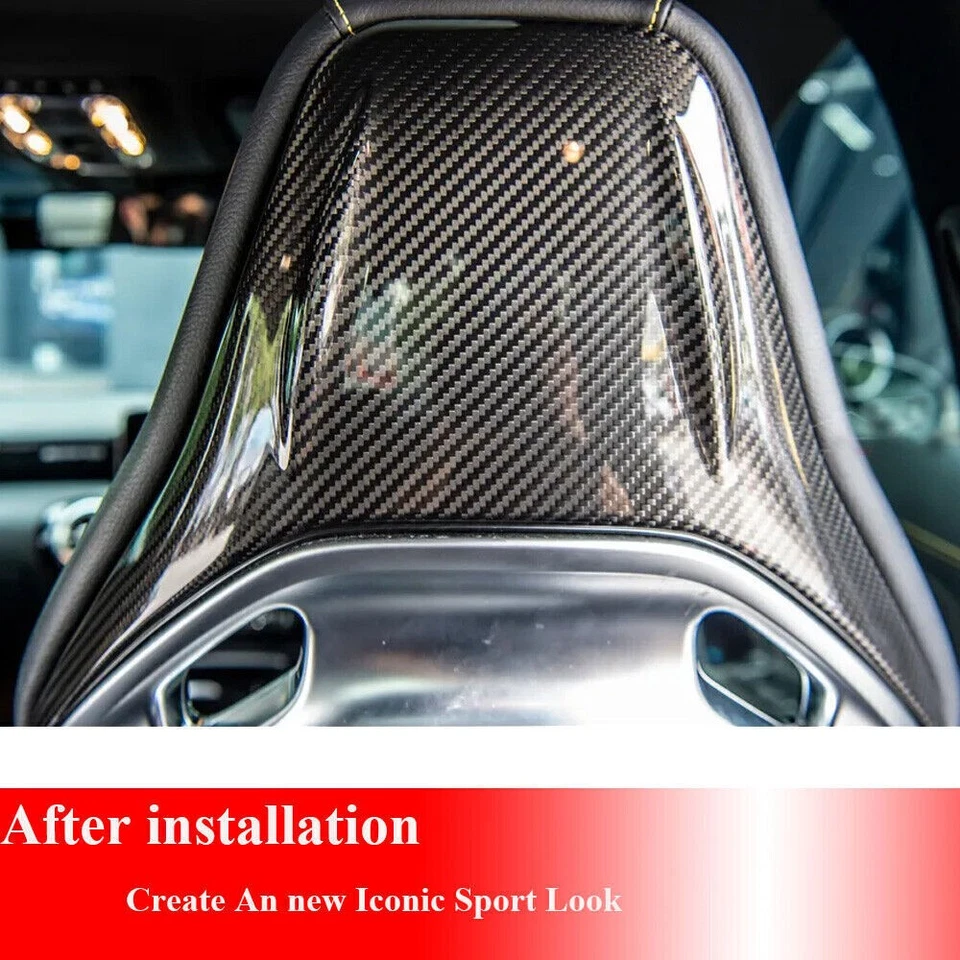 Full Carbon Fiber Seat Back Shell Covers Cap For Benz A35 A45 C43 C63 CLA45 AMG - Image 4 of 4