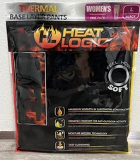 Heat Logic Womens Thermal Base Layer Pants Large (12-14) 38” Waist Black 1 Pair