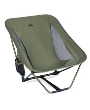 iClimb Ultralight Folding Camping Chair with Side Pocket & Carry Bag Green
