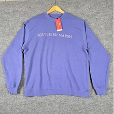 Southern Marsh SEAWASH Sweatshirt Indigo Crewneck Pullover Men's Large