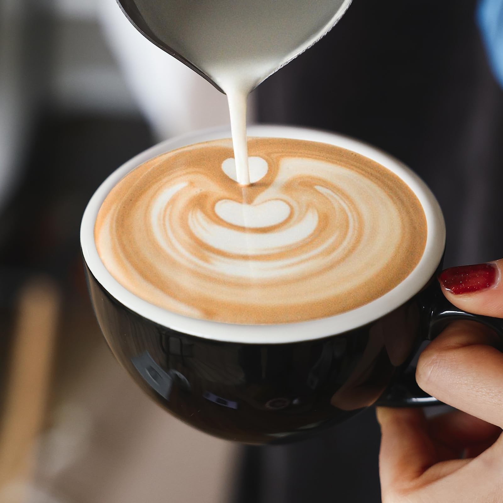 Milk Frothing Pitcher, 14oz/430ml Stainless Steel Milk Frother Cup, Espresso ...