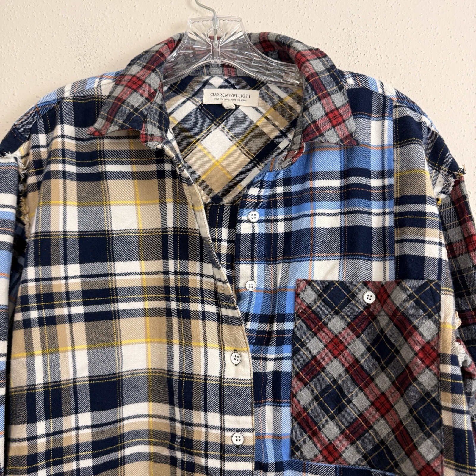 Current Elliott Patchwork Flannel Plaid Shirt Sz … - image 2