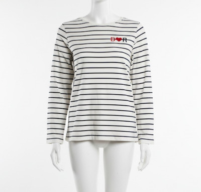 Parker Thatch sweater striped black white D R monogram top size M/L