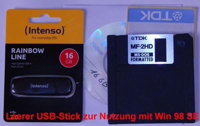 Intenso 16GB USB Stick inkl. Treiber CD FDD Windows 98 Se WIN 98 SE 98SE 2000 XP